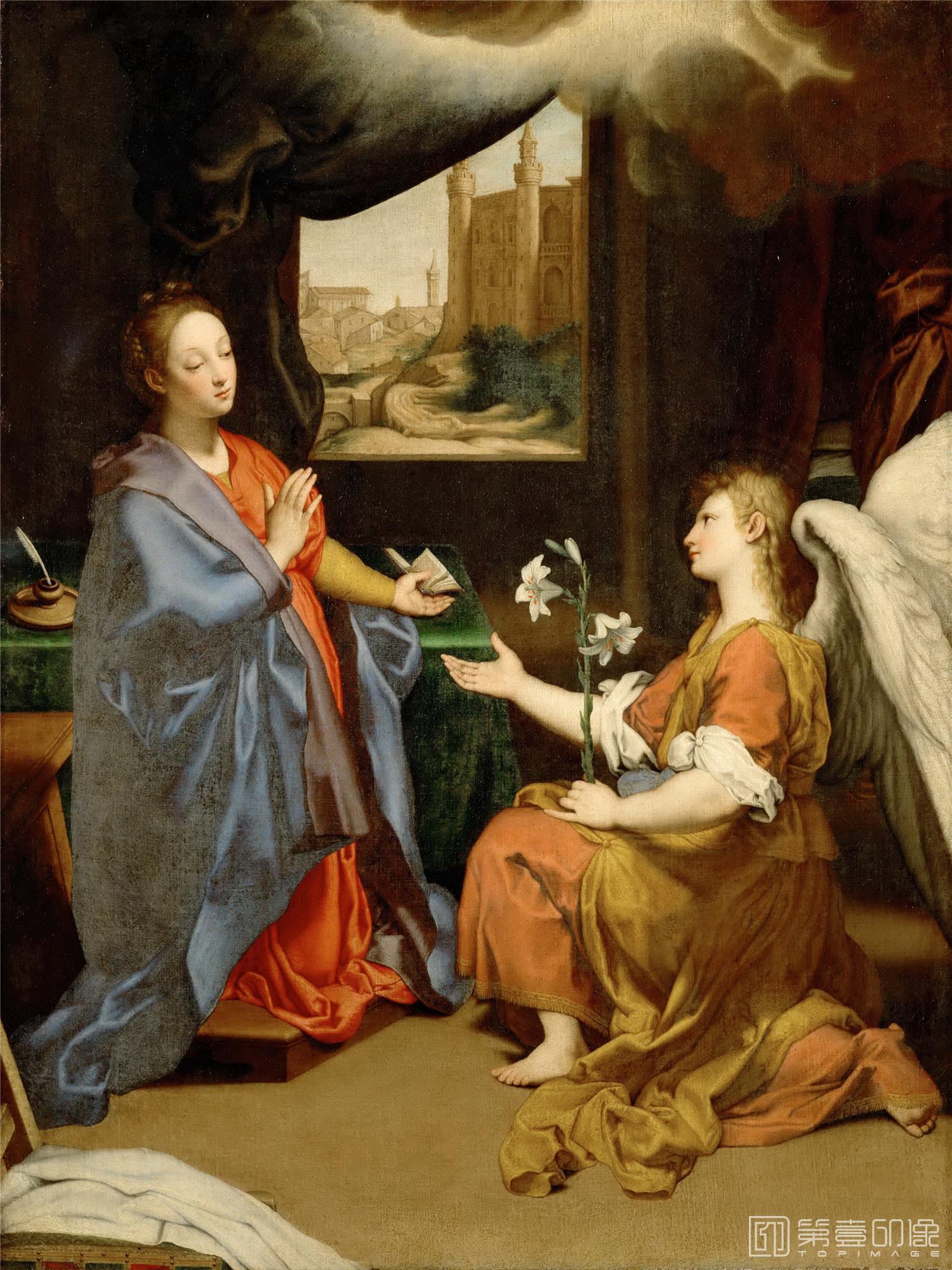 油画-卢浮宫-Sassoferrato (1609-1685)Annunciation-1675